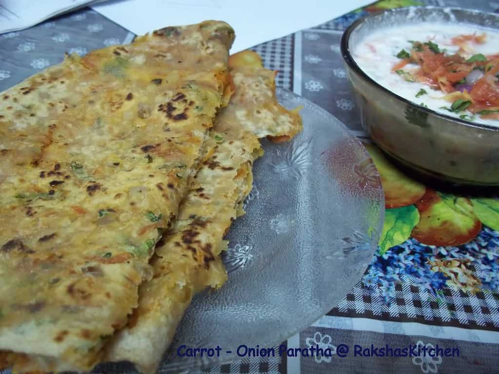 carrot onion paratha