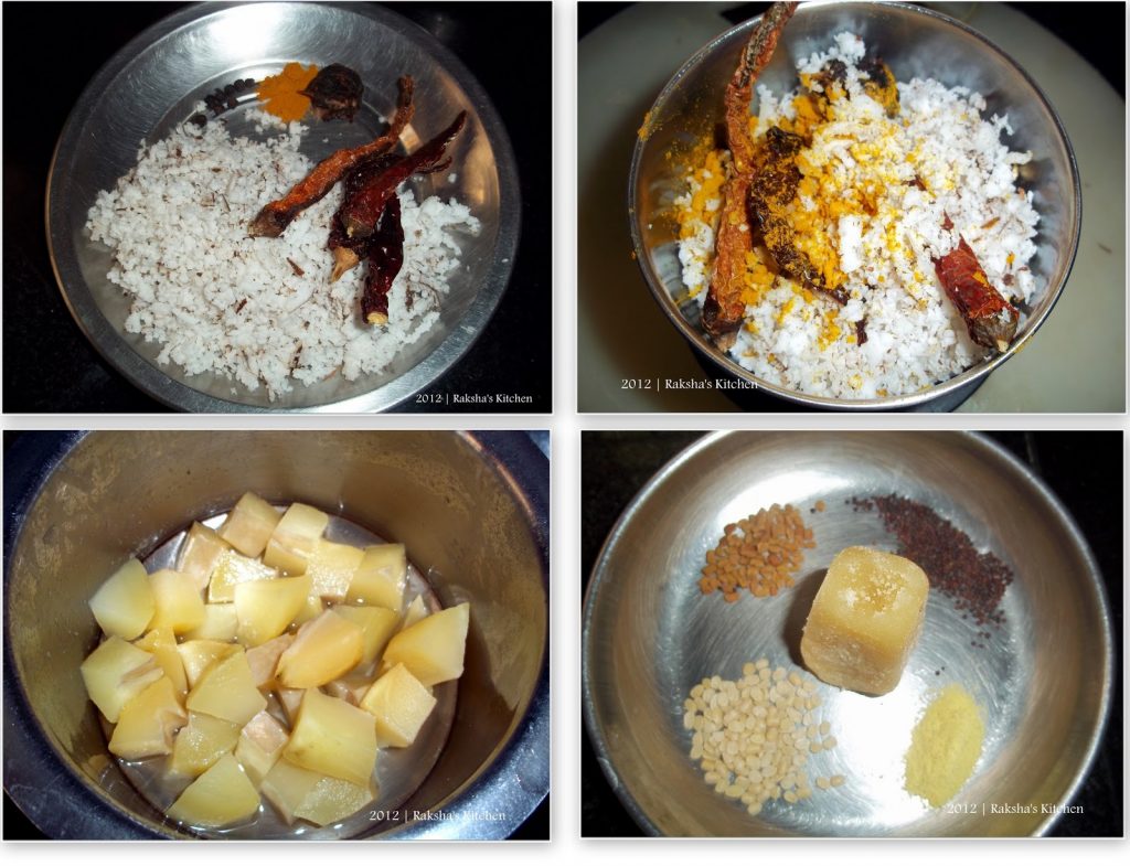 Goan raw mango curry ingredients picture