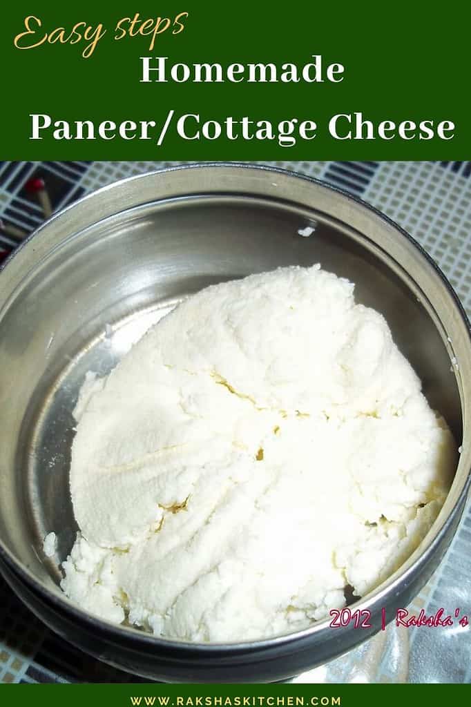 Steps to make homemade paneer or cottage cheese at home