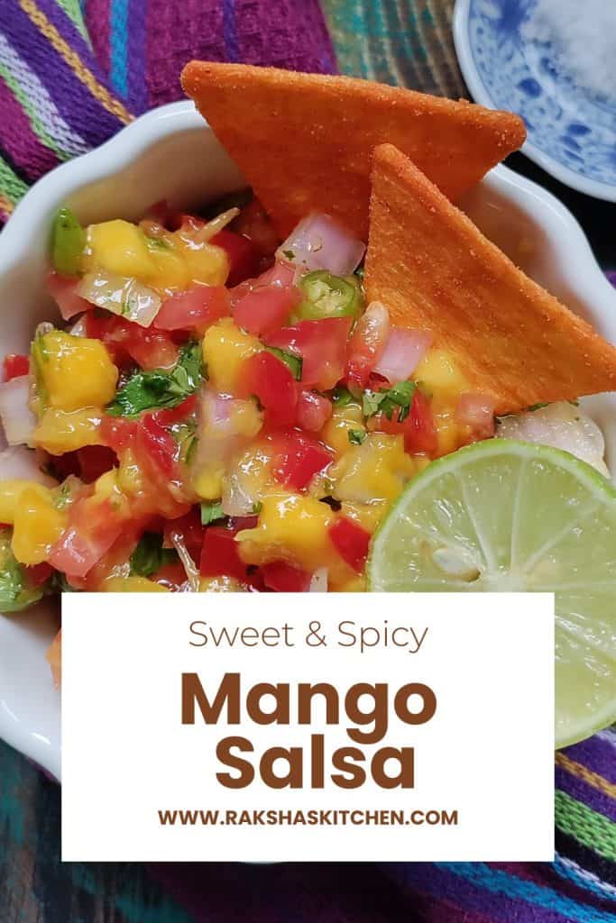 Easy mango salsa recipe with ripe mangoes and fresh vegetables