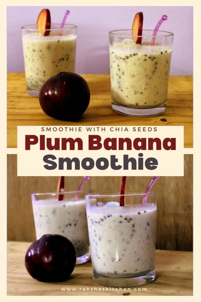 chia seeds smoothie with plum and banana