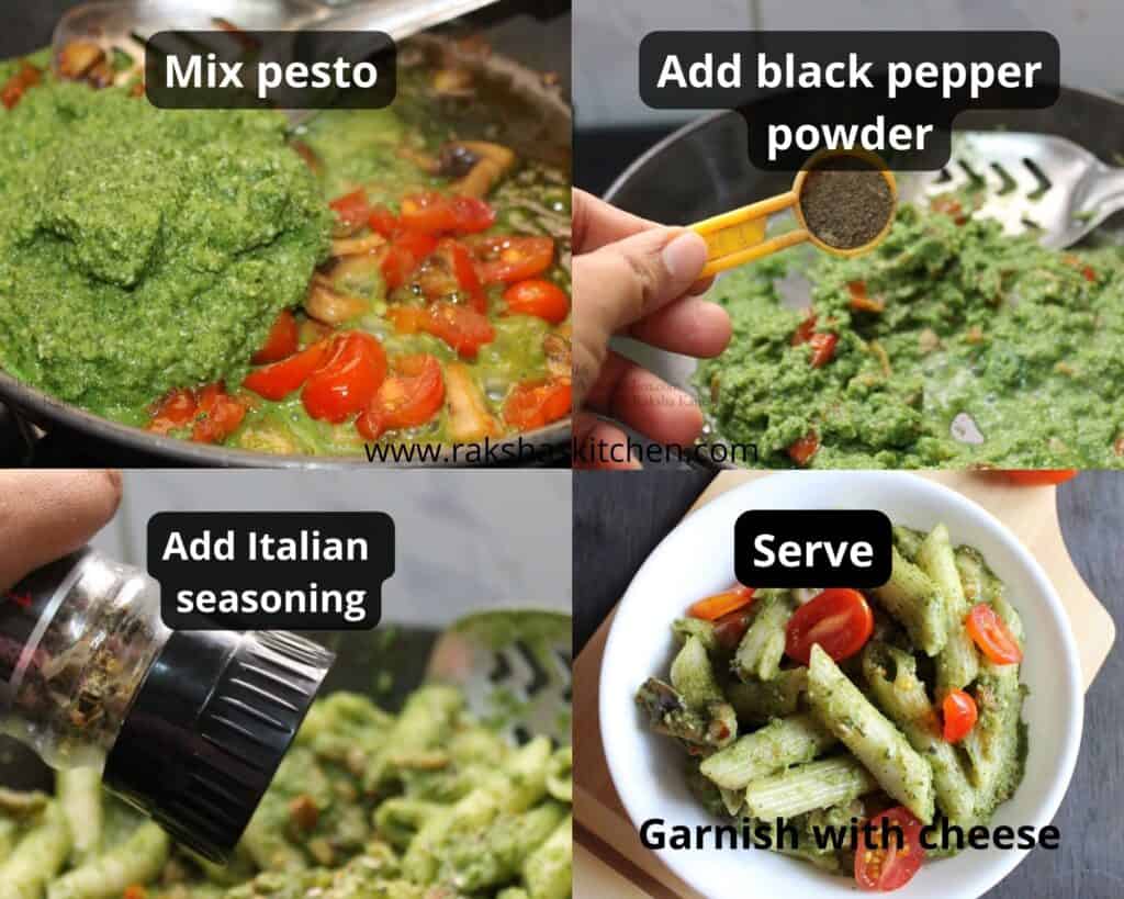 steps to make pesto pasta with cherry tomatoes