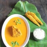 Traditional Goan Pearl Spot Curry (Kalundar Curry) served with rice and salad