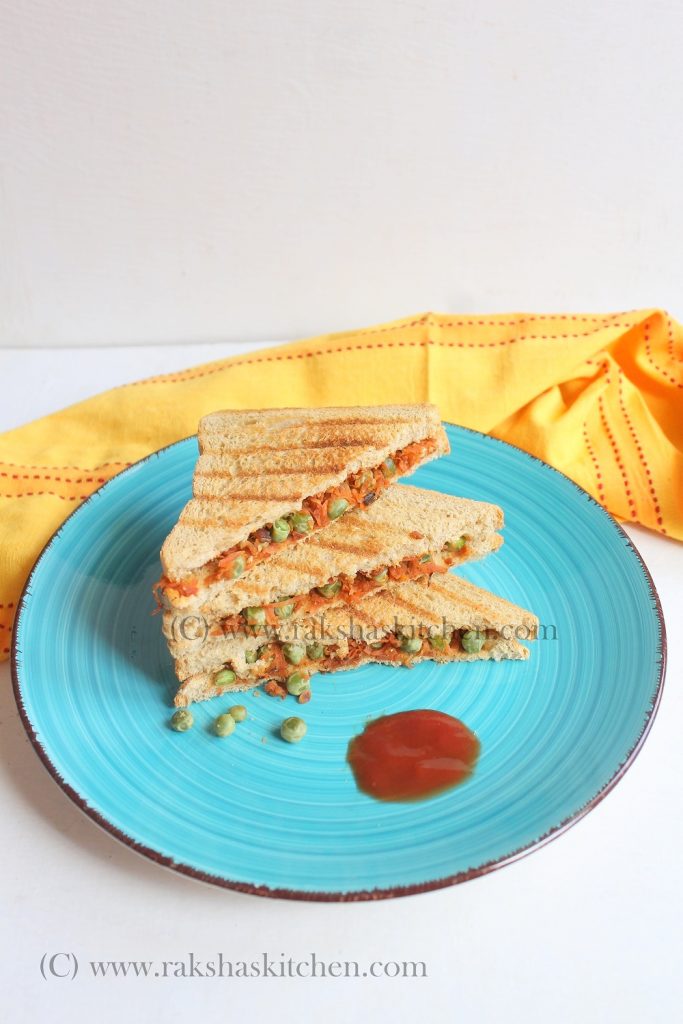 Carrot and peas sandwich