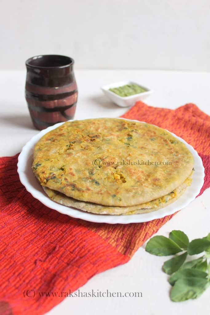 Cauliflower methi paratha