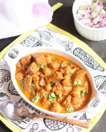 Goan style yam curry with peas