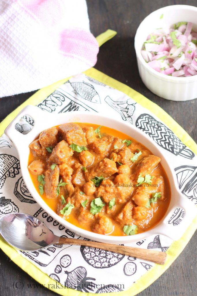 Goan style yam curry with peas