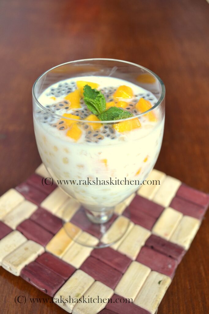 mango sago kheer with chia seeds