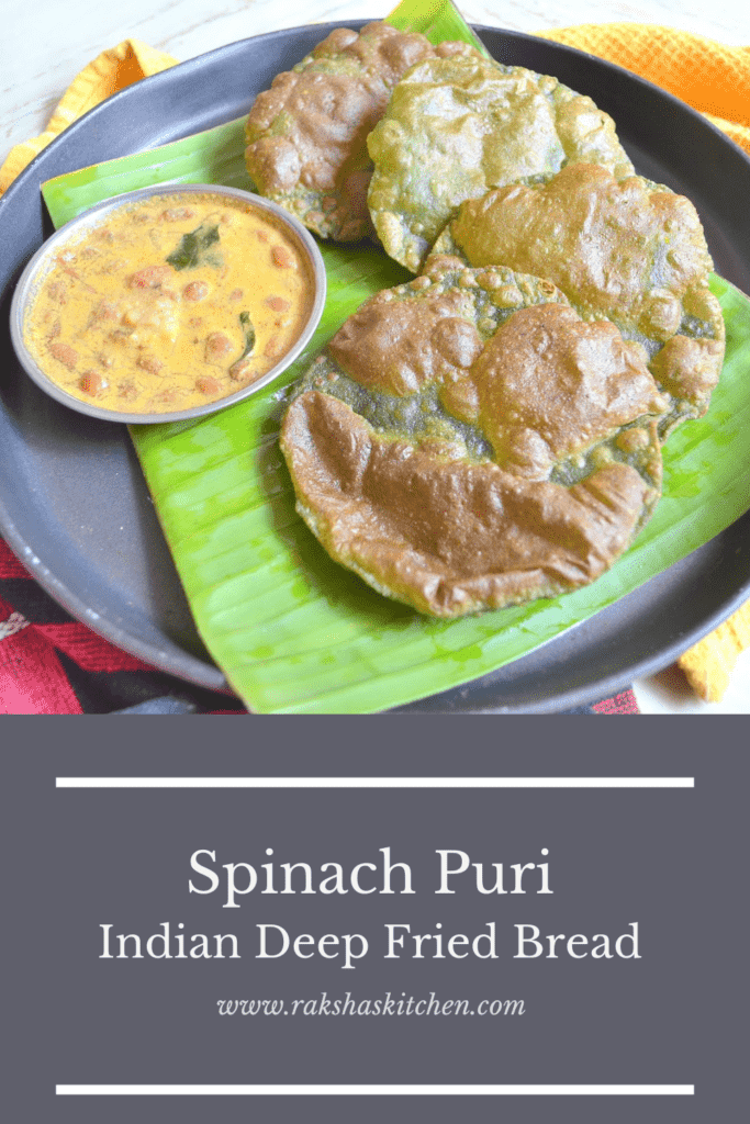 spinach puri Indian deep fried bread