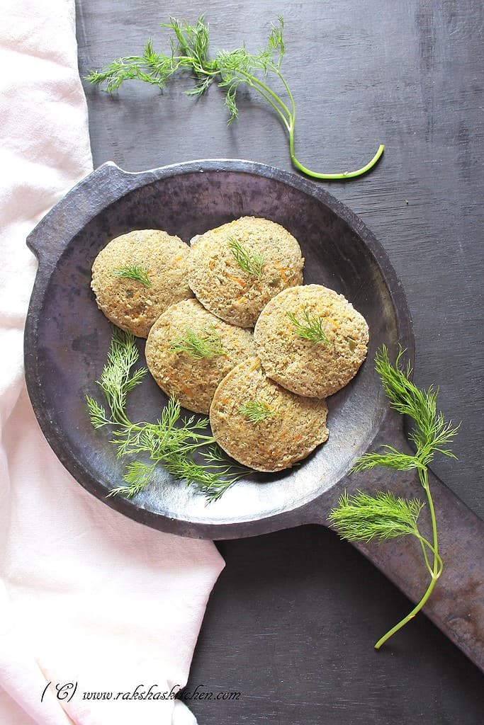 Green Moong and vegetable idli