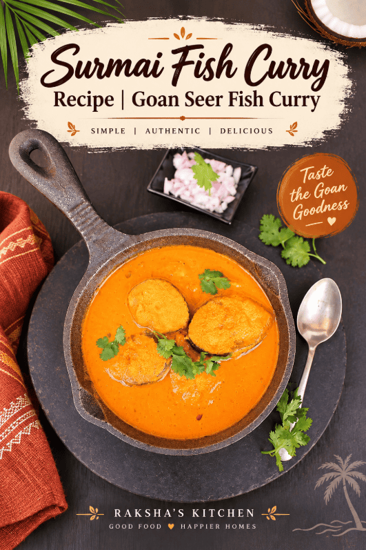 Surmai fish curry recipe, Goan seer fish curry in coconut gravy served with rice