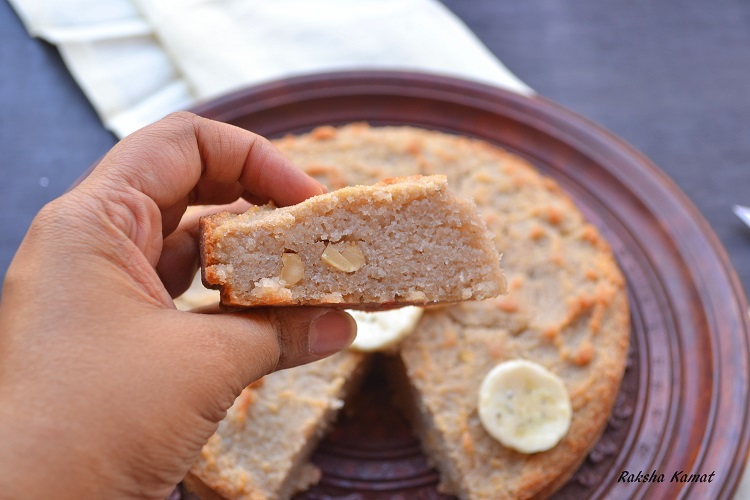 Vegan semolina banana cake, banana cake vegan, semolina cake, sooji cake with banana, vegan cake