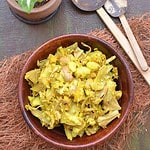 Raw jackfruit subzi, raw jackfruit sushel, raw jackfruit recipe, cooking raw jackfruit, sushel recipe