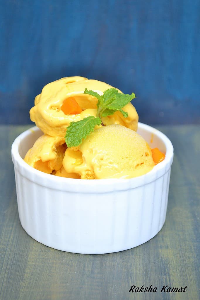 Mango ice cream, ice cream with mango, mango recipe, summer recipe, how to make mango ice cream