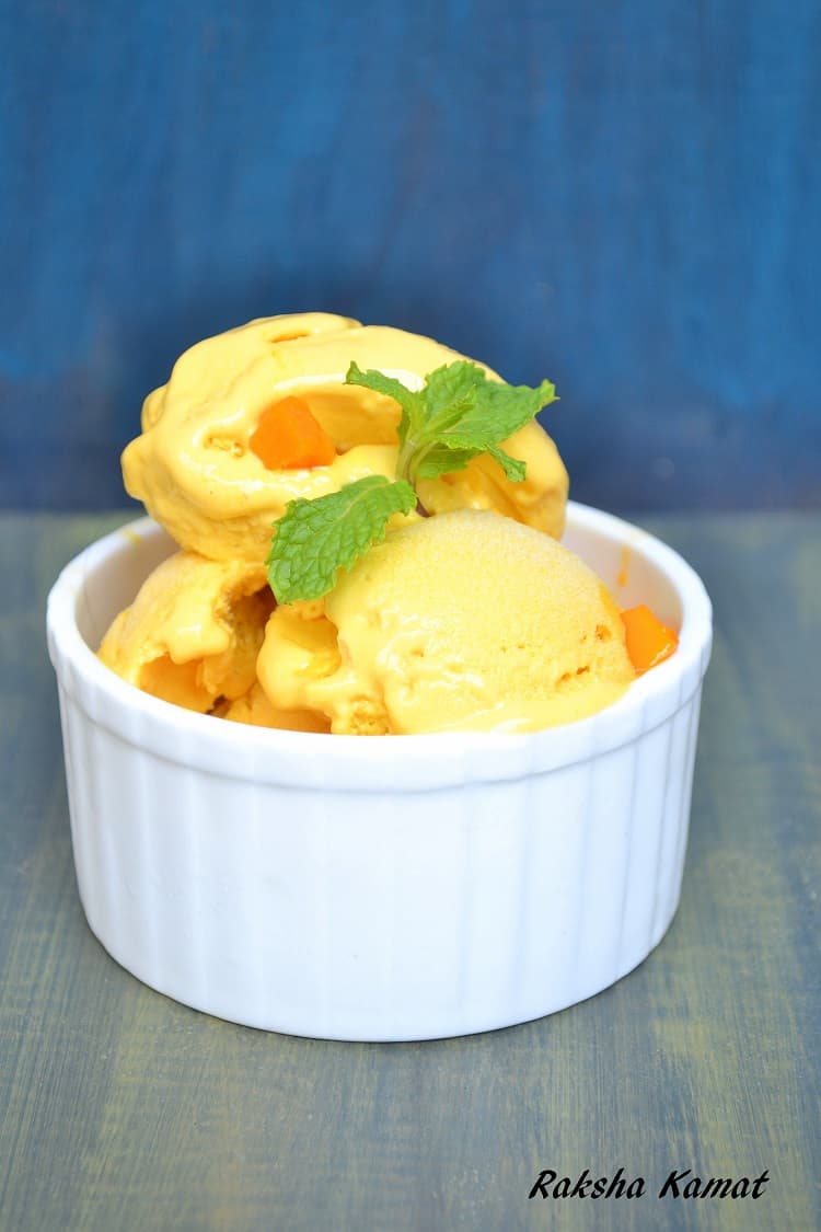 Mango ice-cream, ice-cream with mango, mango recipe, summer recipe, how to make mango ice-cream