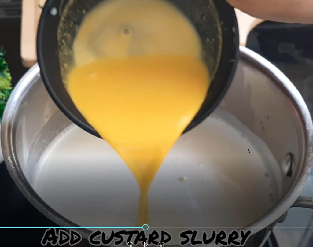 Mix custard paste in milk