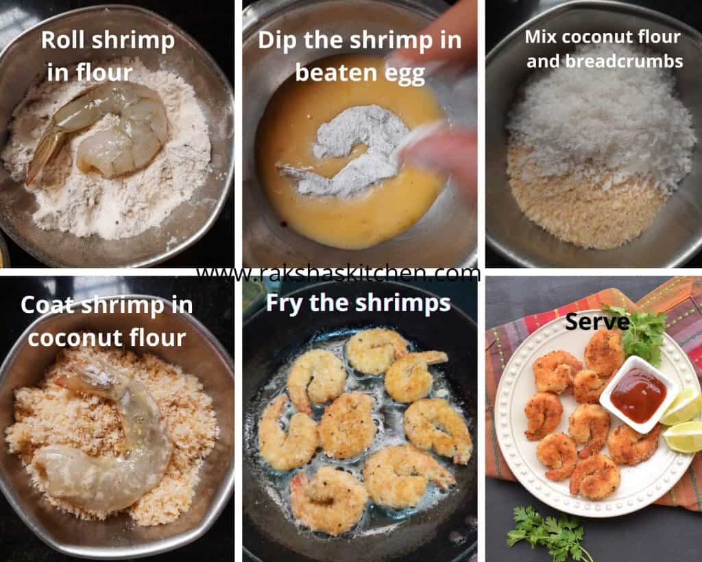 steps to make fried coconut shrimps