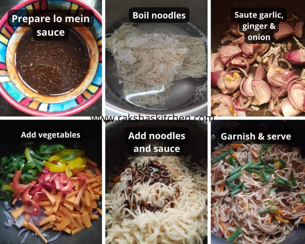 steps to make lo mein veg noodles