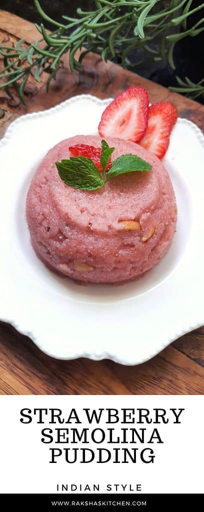 Indian strawberry semolina pudding