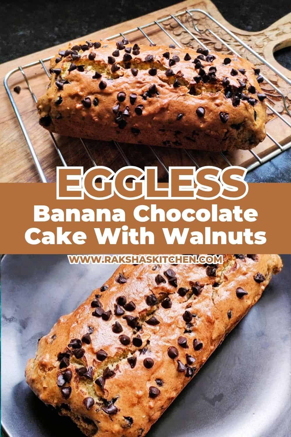 Best Eggless Banana Choco Chip Cake for Christmas