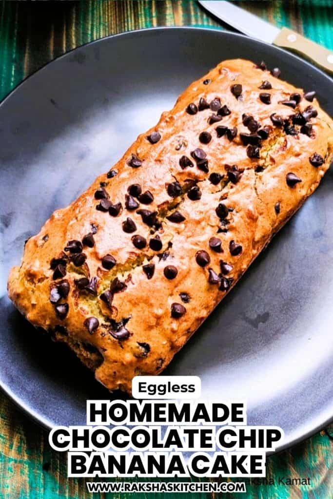 Cozy Winter Eggless Banana Chocolate Chip Cake