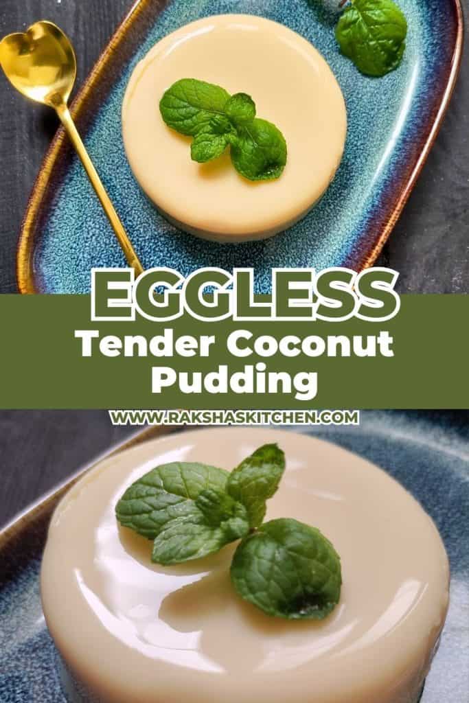 Creamy tender coconut pudding sliced and served chilled.