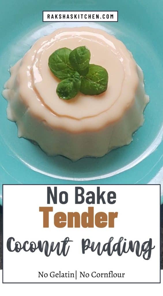 Smooth and glossy coconut pudding served chilled.