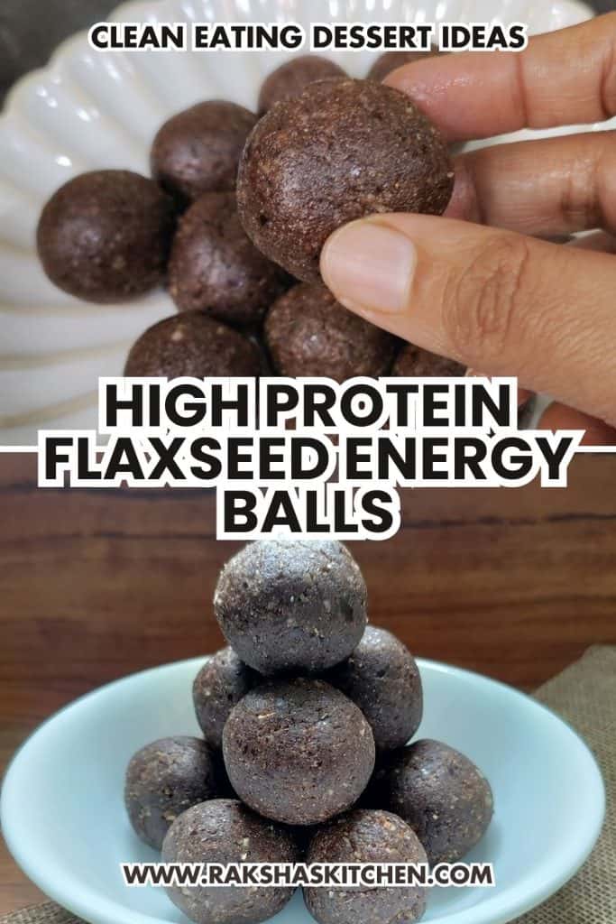 Peanut butter flaxseed energy balls on parchment paper, served as a healthy protein treat.