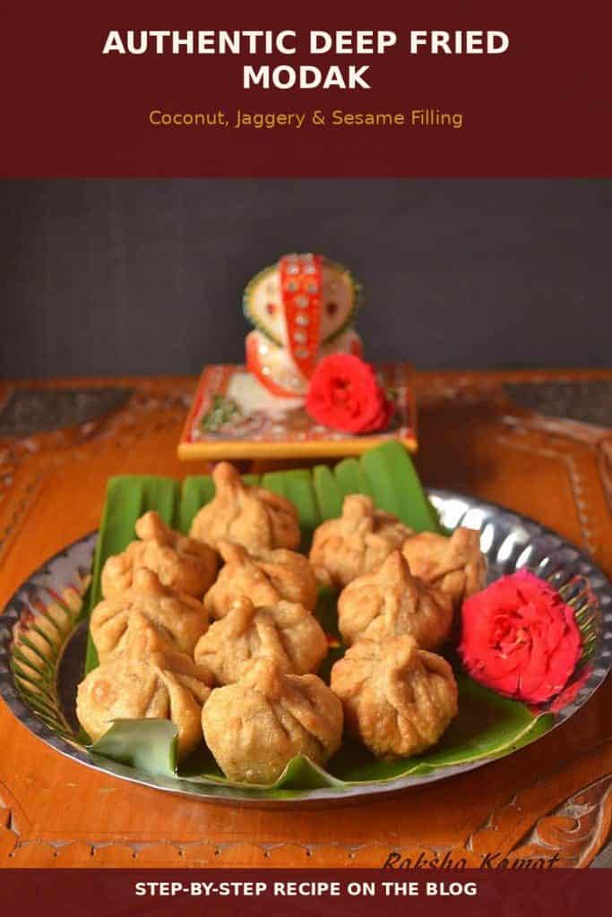 Authentic Deep Fried Modak | Coconut, Jaggery & Sesame Filling