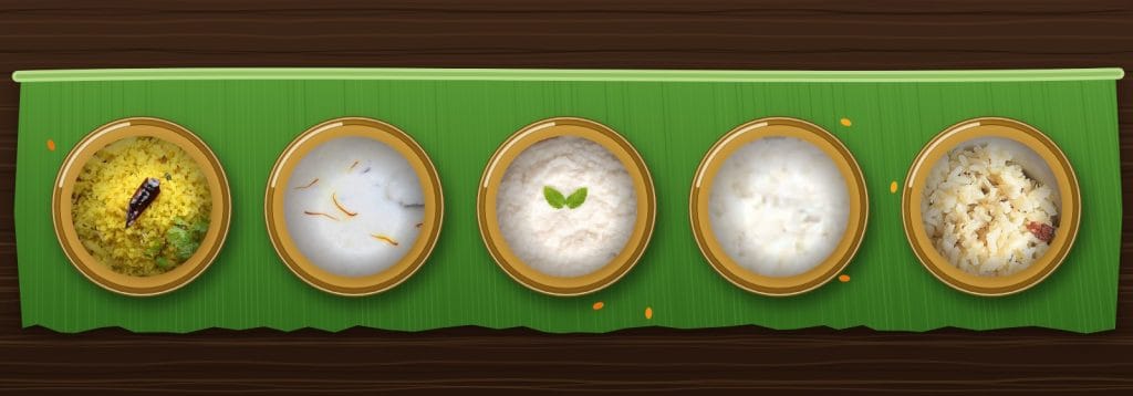 The five fov in small bowls, side by side.